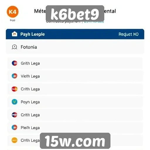 Métodos de pagamento disponíveis no k6bet9